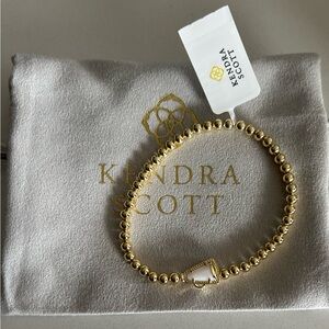 Kendra Scott Gold Beaded Cheerleading Bracelet with White Stone